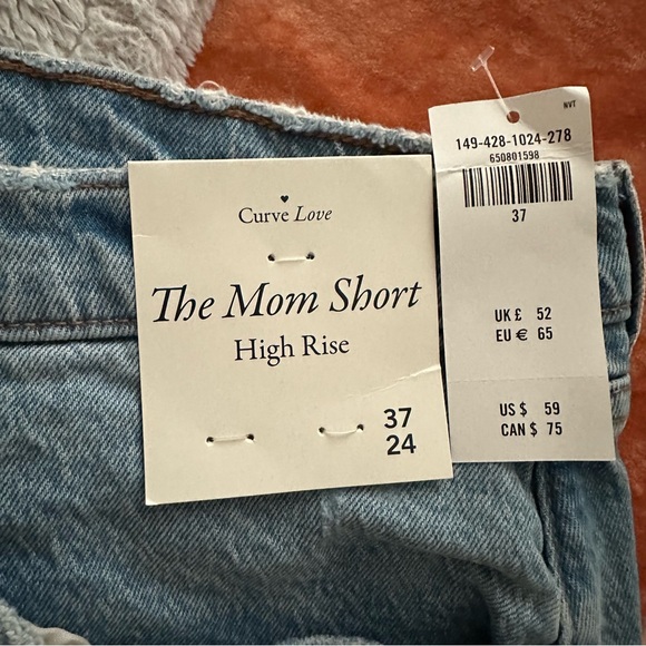 Abercrombie and Fitch Curve Love high rise denim mom shorts size 37 NWT - Picture 2 of 5